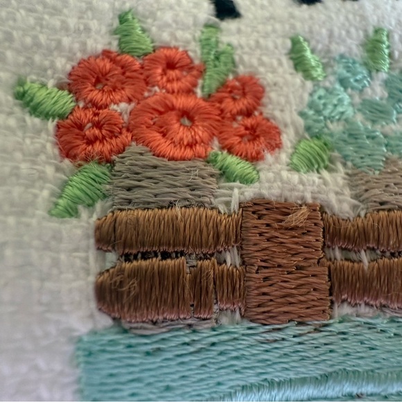 Spring Pillow with Embroidered pickup Truck flowers aqua white throw pillow - Picture 6 of 8